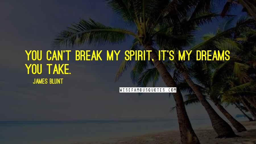 James Blunt Quotes: You can't break my spirit, it's my dreams you take.