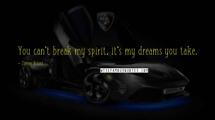 James Blunt Quotes: You can't break my spirit, it's my dreams you take.