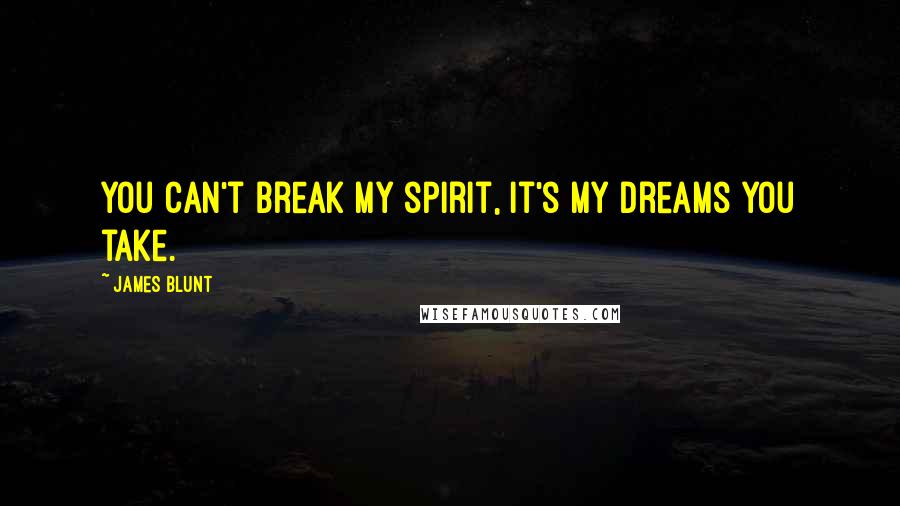 James Blunt Quotes: You can't break my spirit, it's my dreams you take.