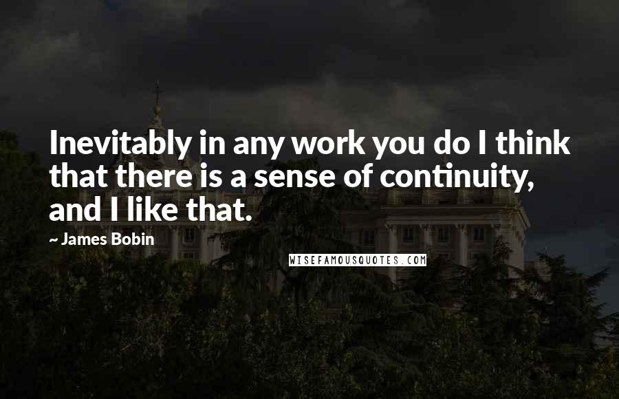 James Bobin Quotes: Inevitably in any work you do I think that there is a sense of continuity, and I like that.