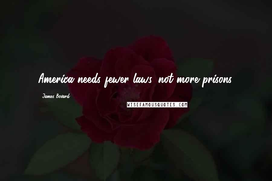 James Bovard Quotes: America needs fewer laws, not more prisons.