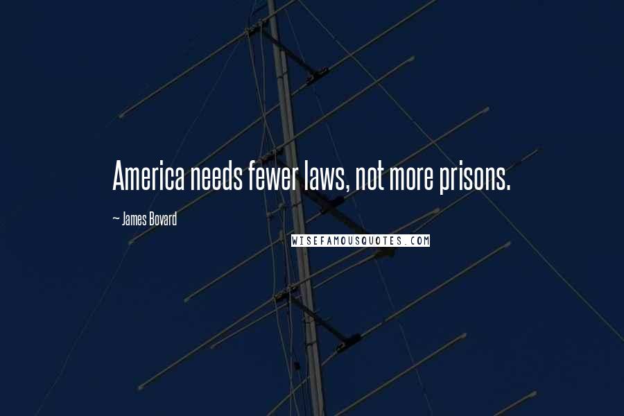 James Bovard Quotes: America needs fewer laws, not more prisons.