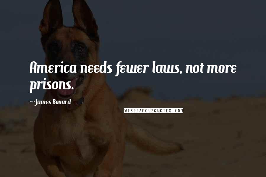 James Bovard Quotes: America needs fewer laws, not more prisons.
