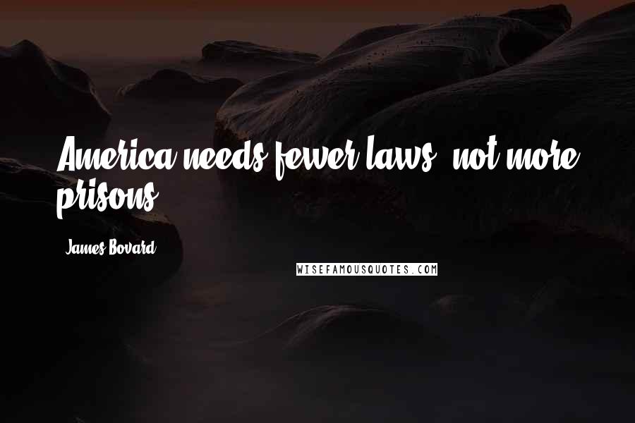 James Bovard Quotes: America needs fewer laws, not more prisons.