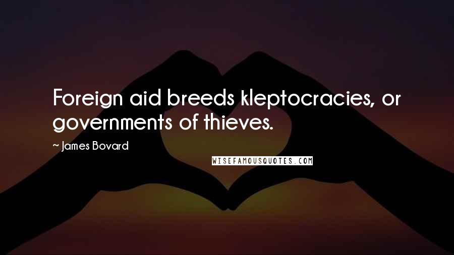 James Bovard Quotes: Foreign aid breeds kleptocracies, or governments of thieves.