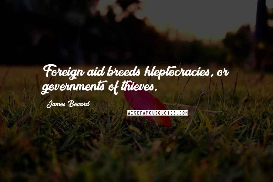 James Bovard Quotes: Foreign aid breeds kleptocracies, or governments of thieves.