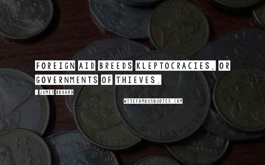 James Bovard Quotes: Foreign aid breeds kleptocracies, or governments of thieves.