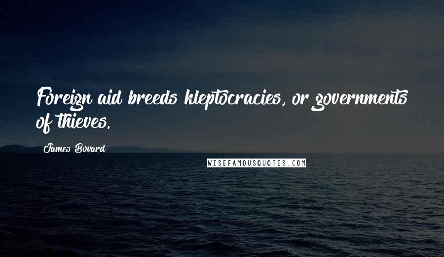 James Bovard Quotes: Foreign aid breeds kleptocracies, or governments of thieves.