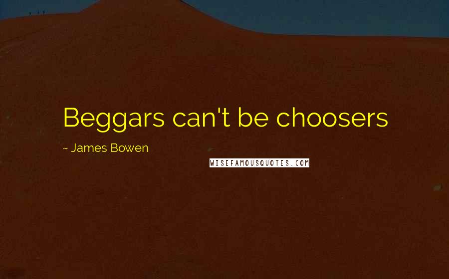 James Bowen Quotes: Beggars can't be choosers