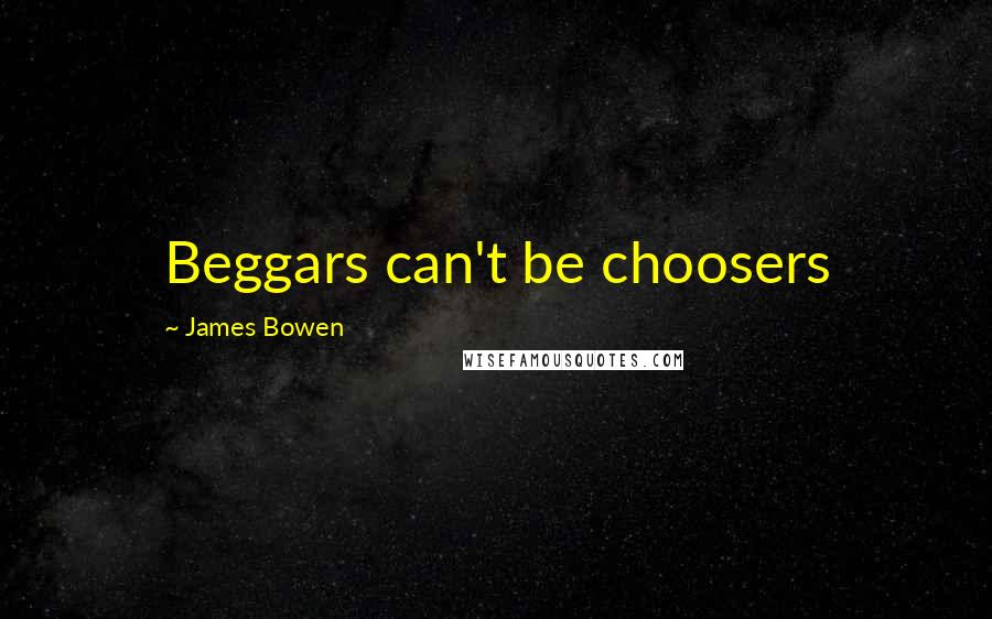 James Bowen Quotes: Beggars can't be choosers