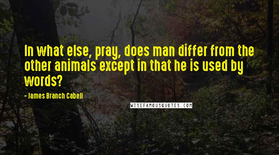 James Branch Cabell Quotes: In what else, pray, does man differ from the other animals except in that he is used by words?