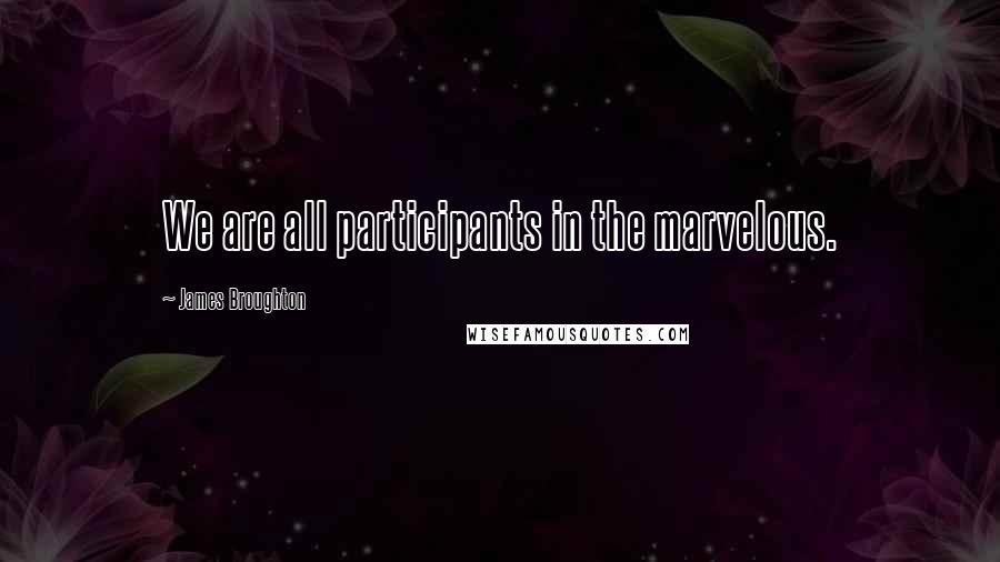 James Broughton Quotes: We are all participants in the marvelous.