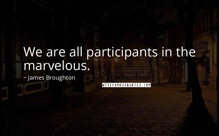 James Broughton Quotes: We are all participants in the marvelous.