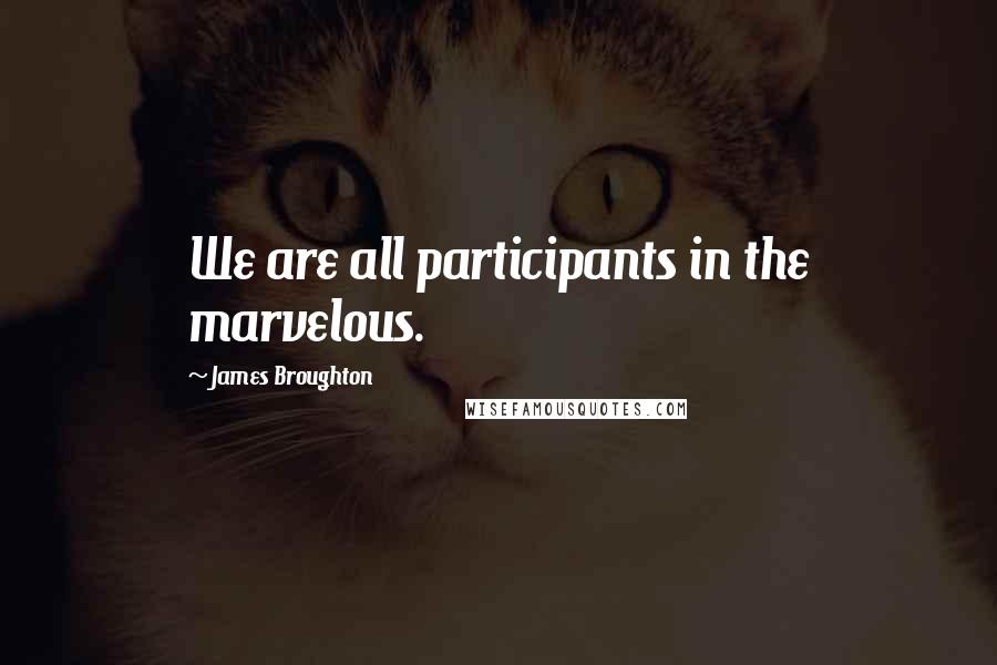 James Broughton Quotes: We are all participants in the marvelous.