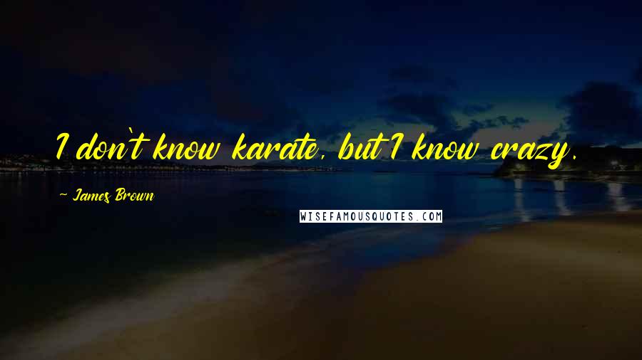James Brown Quotes: I don't know karate, but I know crazy.