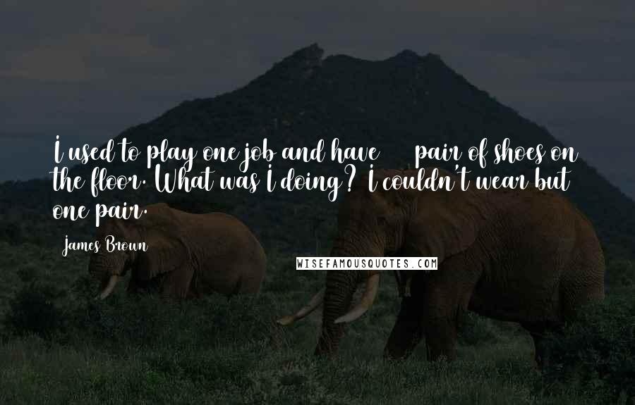 James Brown Quotes: I used to play one job and have 125 pair of shoes on the floor. What was I doing? I couldn't wear but one pair.