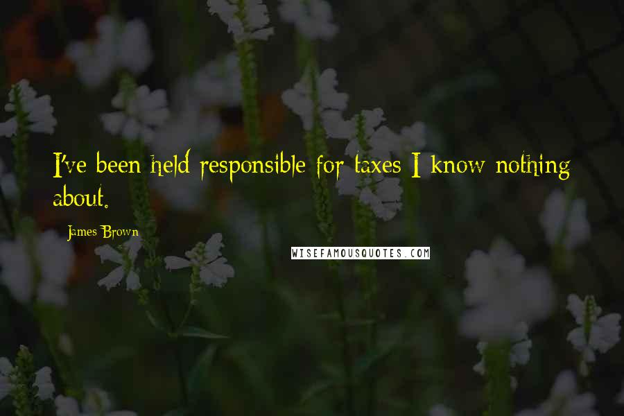 James Brown Quotes: I've been held responsible for taxes I know nothing about.