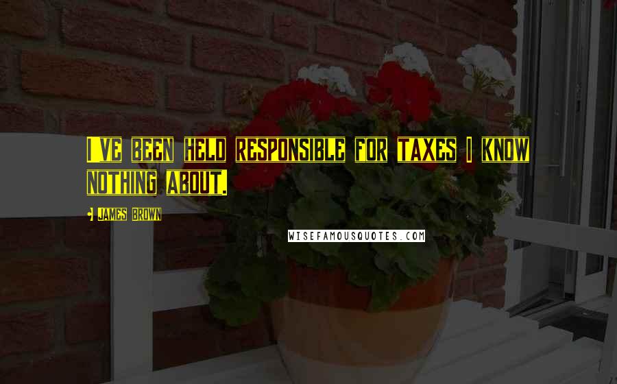 James Brown Quotes: I've been held responsible for taxes I know nothing about.