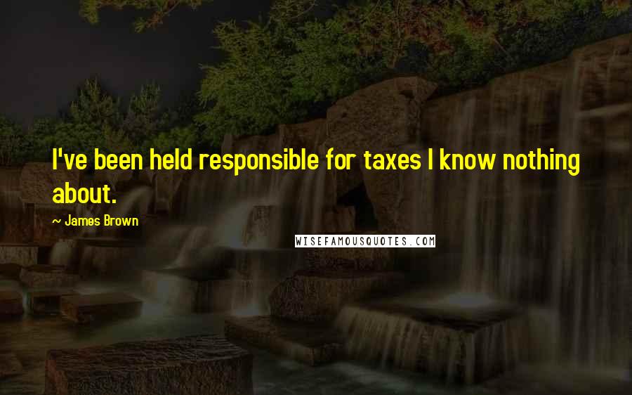 James Brown Quotes: I've been held responsible for taxes I know nothing about.