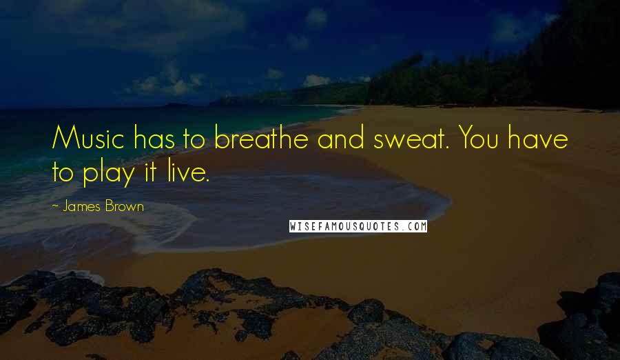 James Brown Quotes: Music has to breathe and sweat. You have to play it live.