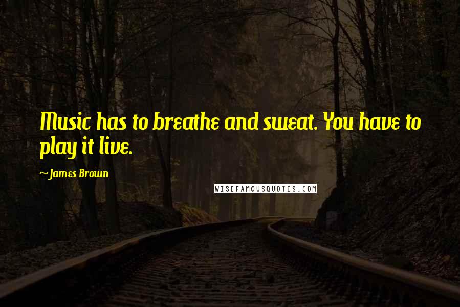 James Brown Quotes: Music has to breathe and sweat. You have to play it live.