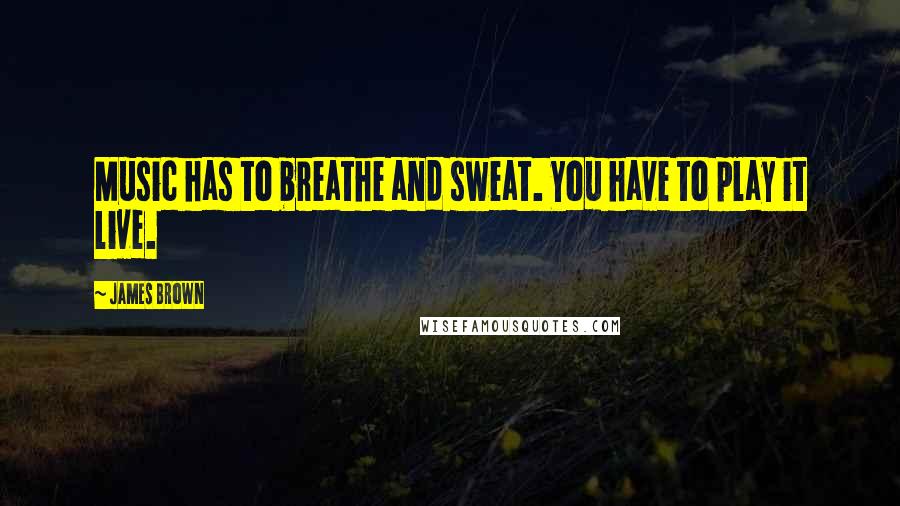 James Brown Quotes: Music has to breathe and sweat. You have to play it live.