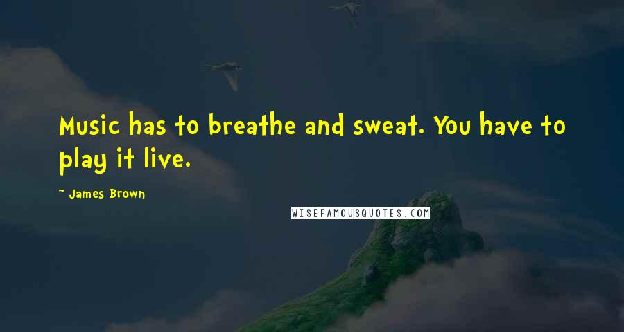 James Brown Quotes: Music has to breathe and sweat. You have to play it live.