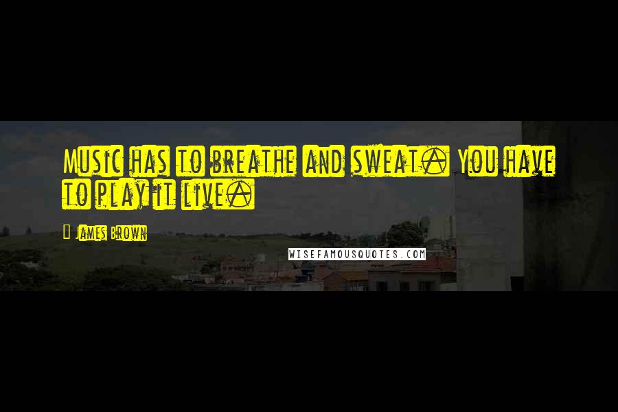 James Brown Quotes: Music has to breathe and sweat. You have to play it live.