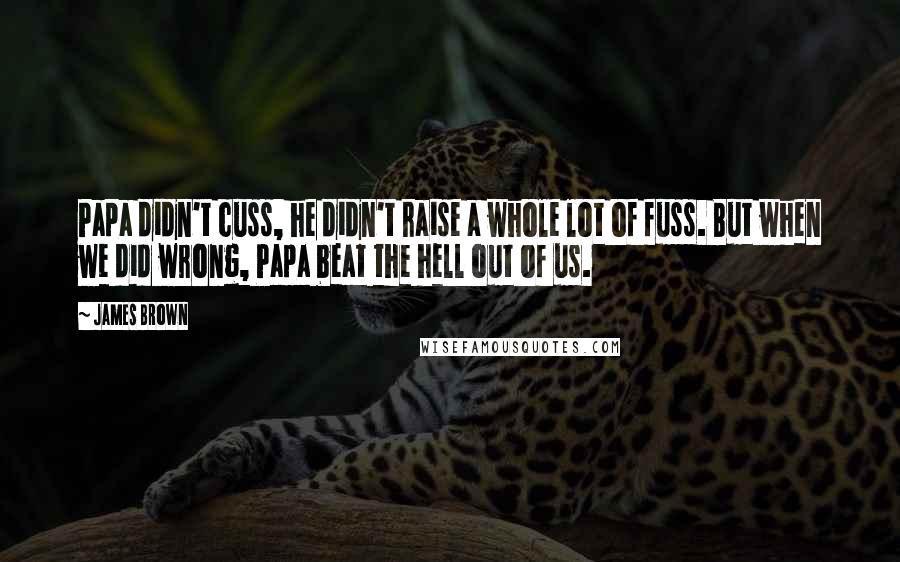 James Brown Quotes: Papa didn't cuss, he didn't raise a whole lot of fuss. But when we did wrong, Papa beat the hell out of us.