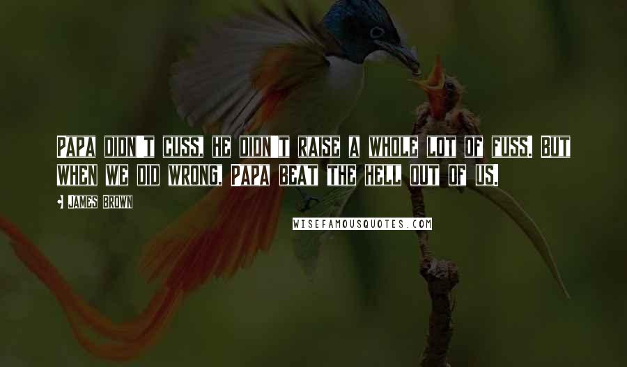 James Brown Quotes: Papa didn't cuss, he didn't raise a whole lot of fuss. But when we did wrong, Papa beat the hell out of us.