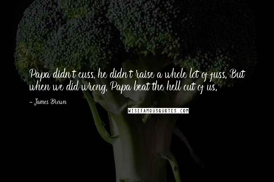 James Brown Quotes: Papa didn't cuss, he didn't raise a whole lot of fuss. But when we did wrong, Papa beat the hell out of us.