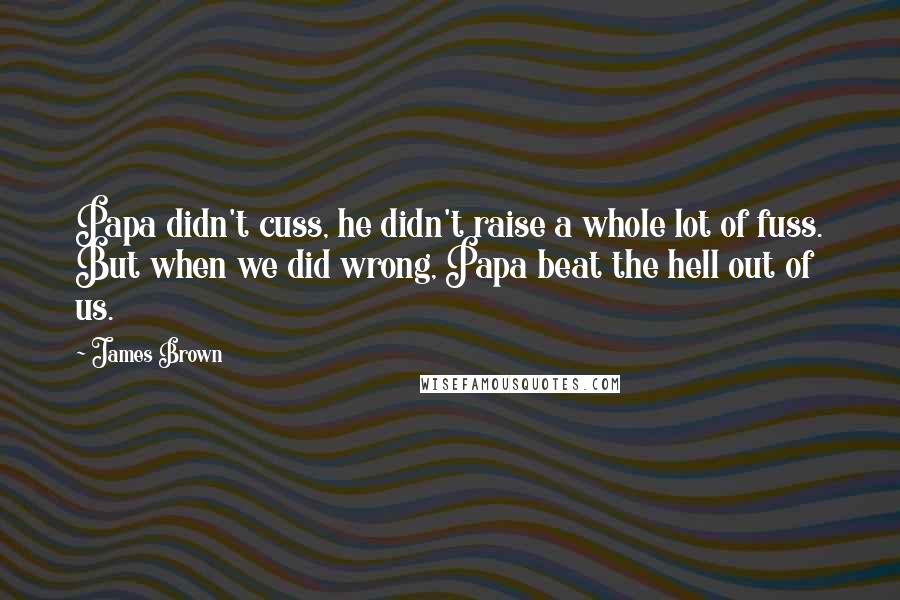 James Brown Quotes: Papa didn't cuss, he didn't raise a whole lot of fuss. But when we did wrong, Papa beat the hell out of us.