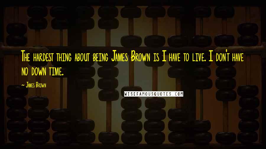 James Brown Quotes: The hardest thing about being James Brown is I have to live. I don't have no down time.