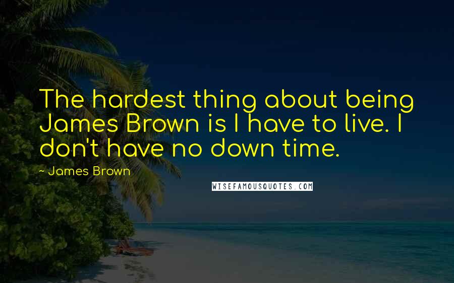 James Brown Quotes: The hardest thing about being James Brown is I have to live. I don't have no down time.