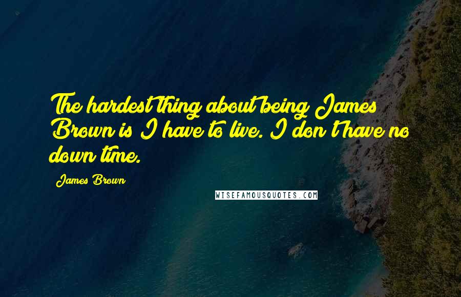 James Brown Quotes: The hardest thing about being James Brown is I have to live. I don't have no down time.