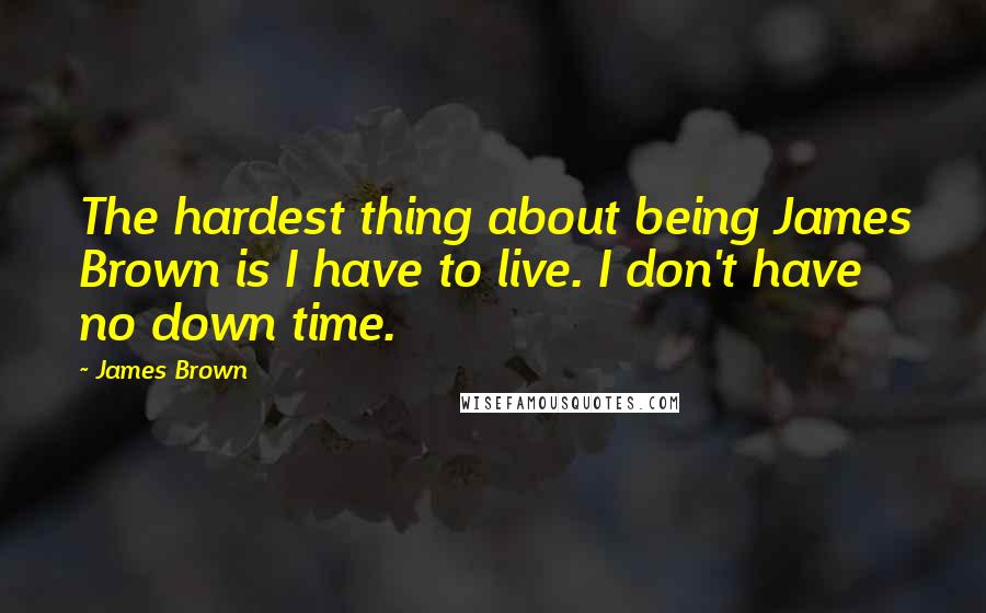 James Brown Quotes: The hardest thing about being James Brown is I have to live. I don't have no down time.