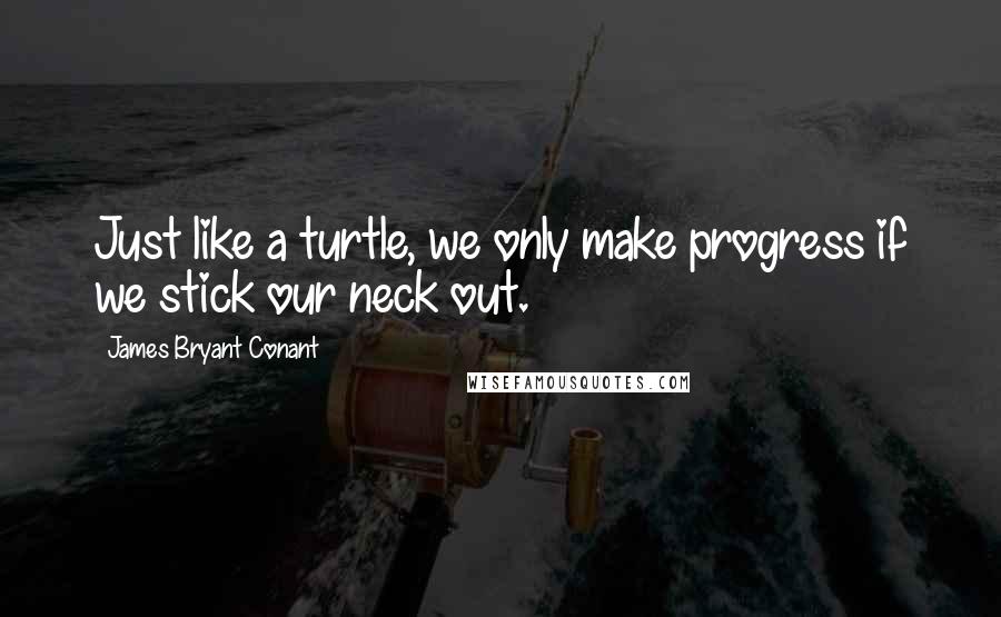 James Bryant Conant Quotes: Just like a turtle, we only make progress if we stick our neck out.