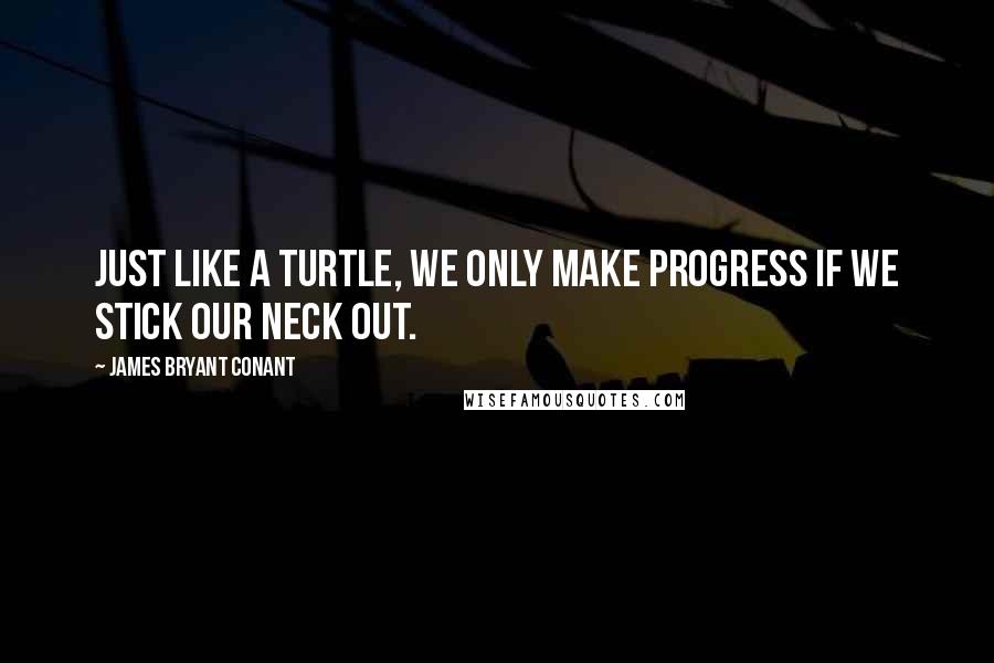 James Bryant Conant Quotes: Just like a turtle, we only make progress if we stick our neck out.