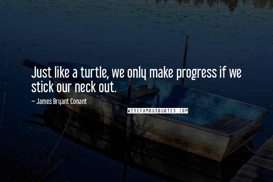 James Bryant Conant Quotes: Just like a turtle, we only make progress if we stick our neck out.