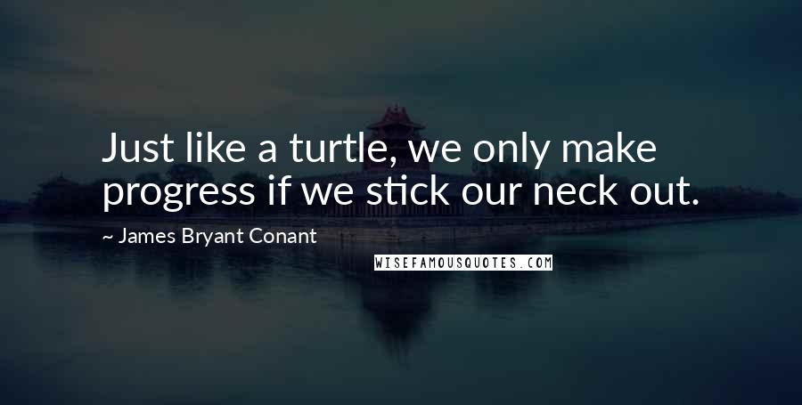 James Bryant Conant Quotes: Just like a turtle, we only make progress if we stick our neck out.