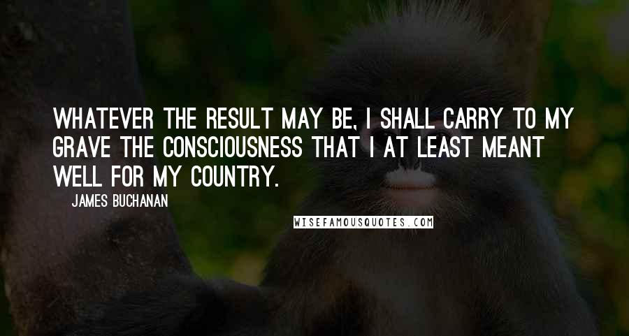 James Buchanan Quotes: Whatever the result may be, I shall carry to my grave the consciousness that I at least meant well for my country.