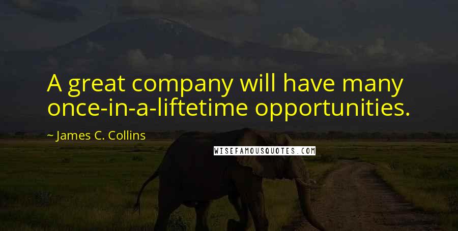 James C. Collins Quotes: A great company will have many once-in-a-liftetime opportunities.