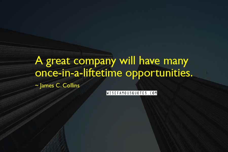 James C. Collins Quotes: A great company will have many once-in-a-liftetime opportunities.