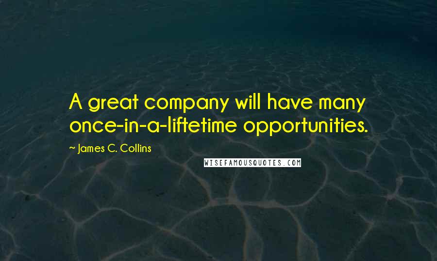 James C. Collins Quotes: A great company will have many once-in-a-liftetime opportunities.