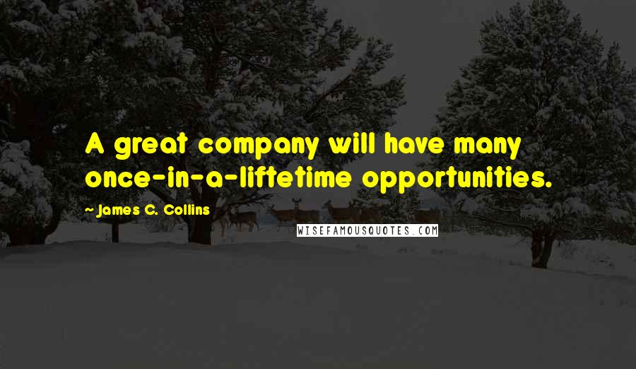 James C. Collins Quotes: A great company will have many once-in-a-liftetime opportunities.