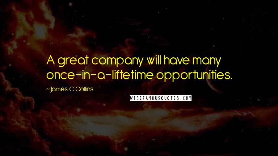 James C. Collins Quotes: A great company will have many once-in-a-liftetime opportunities.