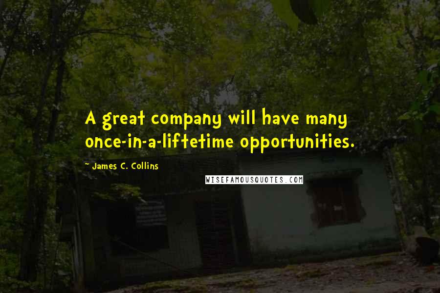 James C. Collins Quotes: A great company will have many once-in-a-liftetime opportunities.