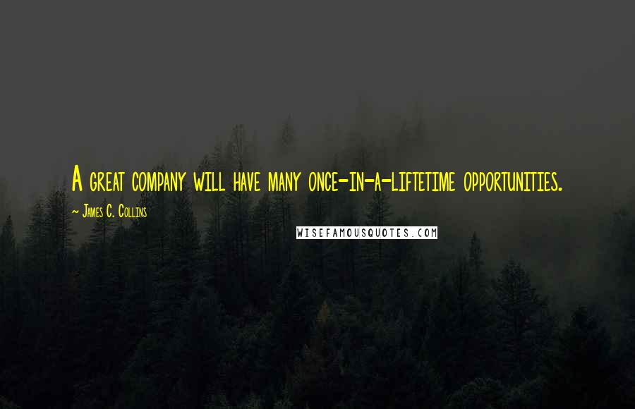 James C. Collins Quotes: A great company will have many once-in-a-liftetime opportunities.