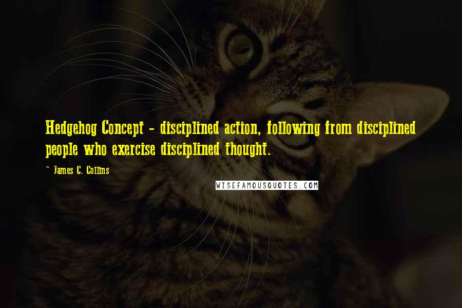 James C. Collins Quotes: Hedgehog Concept - disciplined action, following from disciplined people who exercise disciplined thought.