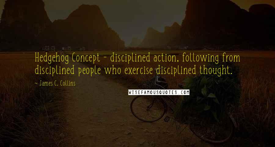 James C. Collins Quotes: Hedgehog Concept - disciplined action, following from disciplined people who exercise disciplined thought.